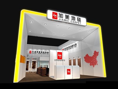 140平米展臺設計制作：二面開口/現代/木質結構/白色，為紡織展展商而作（免費使用）