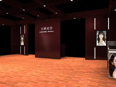 120平米展臺(tái)設(shè)計(jì)制作：二面開(kāi)口/現(xiàn)代/木質(zhì)結(jié)構(gòu)/咖啡色，為眼鏡展展商而作（免費(fèi)使用）