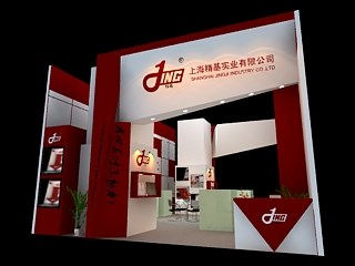 72平米展臺設(shè)計制作：二面開口/現(xiàn)代/木質(zhì)結(jié)構(gòu)/紅色，為汽配展展商而作（免費(fèi)使用）