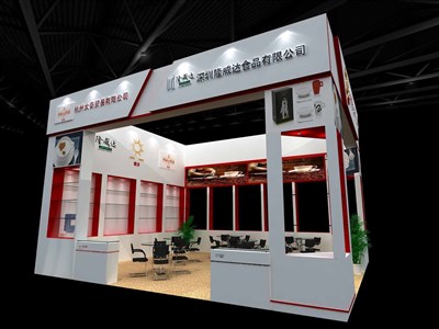 42平米展臺設計制作：二面開口/現(xiàn)代/木質結構/白色，為食品展展商而作（免費使用）