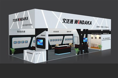 90平米展臺(tái)設(shè)計(jì)制作：二面開口/現(xiàn)代/木質(zhì)結(jié)構(gòu)/白色，為安防展展商而作（免費(fèi)使用）