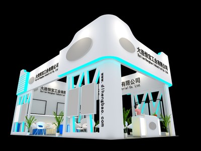 60平米展臺設(shè)計制作：三面開口/現(xiàn)代/木質(zhì)結(jié)構(gòu)/白色，為機(jī)械展展商而作（免費使用）