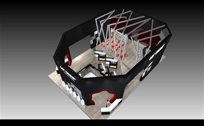 150平米展臺(tái)設(shè)計(jì)制作：四面開口/前衛(wèi)/木質(zhì)結(jié)構(gòu)/黑色，為建材展展商而作（免費(fèi)使用）
